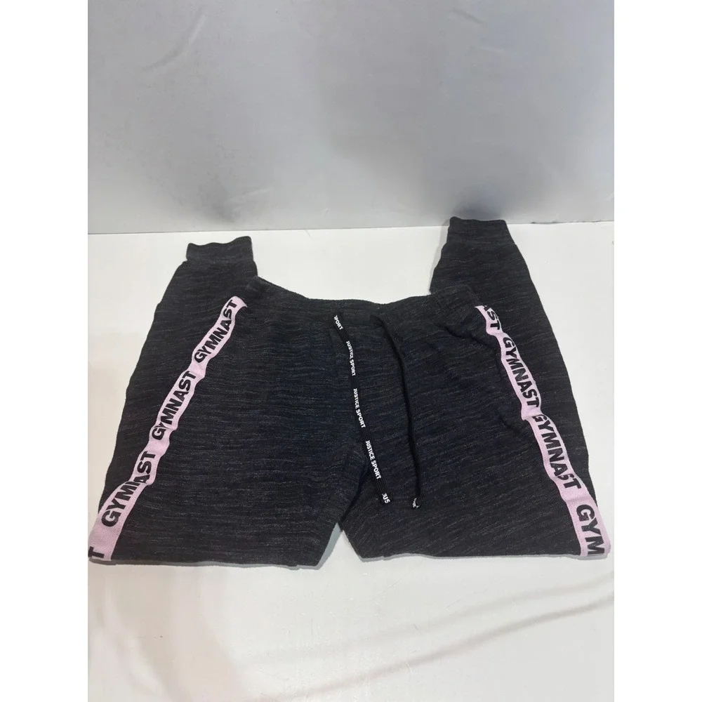 Justice Sport Joggers Girls 12 Grey Pink Gymnast Activewear Sweatpants